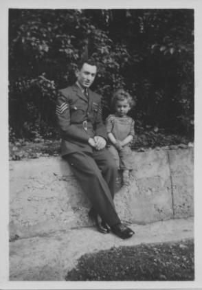 Loreto in RAF uniform and his son Barry c1954 at 15 Plympton Ave, Brondesbury, London jpeg